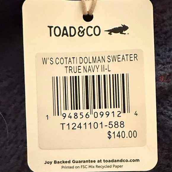 Toad&Co Dark Blue Sweater with Orange Heart Patterns - Picture 4 of 6